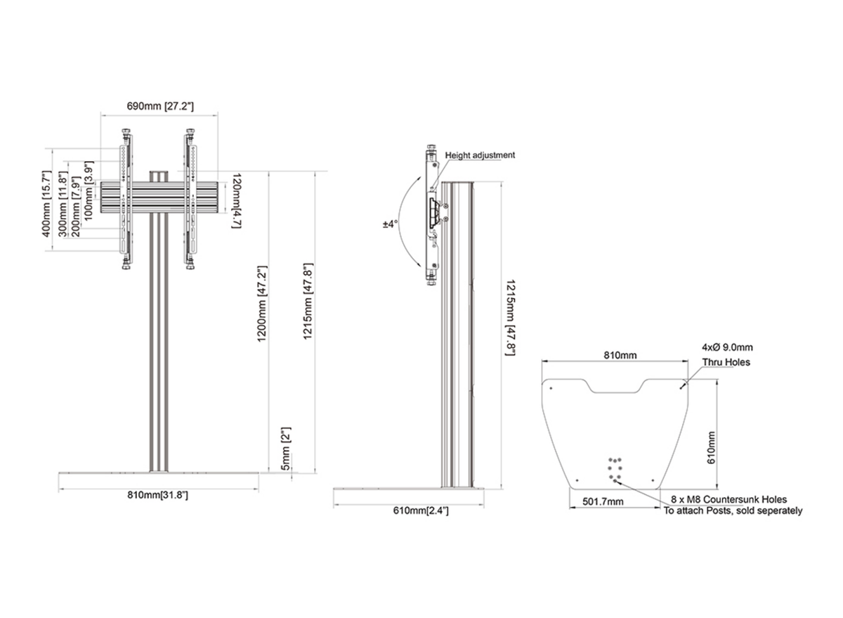 Multibrackets M Column Pro 120 Digital Signage Floor Stand - VESA 600x400 | 7340234816743 Floor Stand Multibrackets