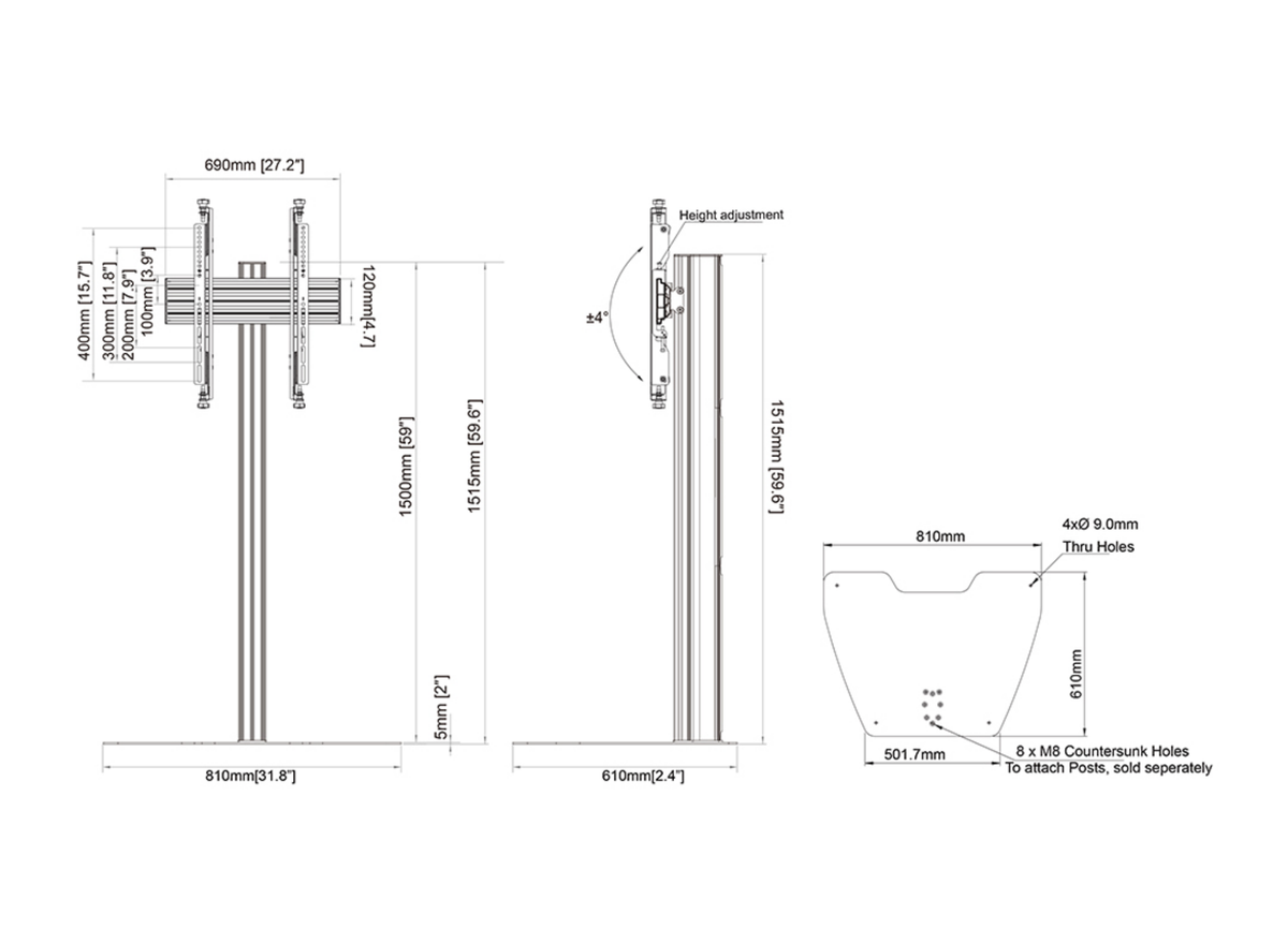Multibrackets M Column Pro 150 Digital Signage Floor Stand - VESA 600x400 | 7340234816750 Floor Stand Multibrackets