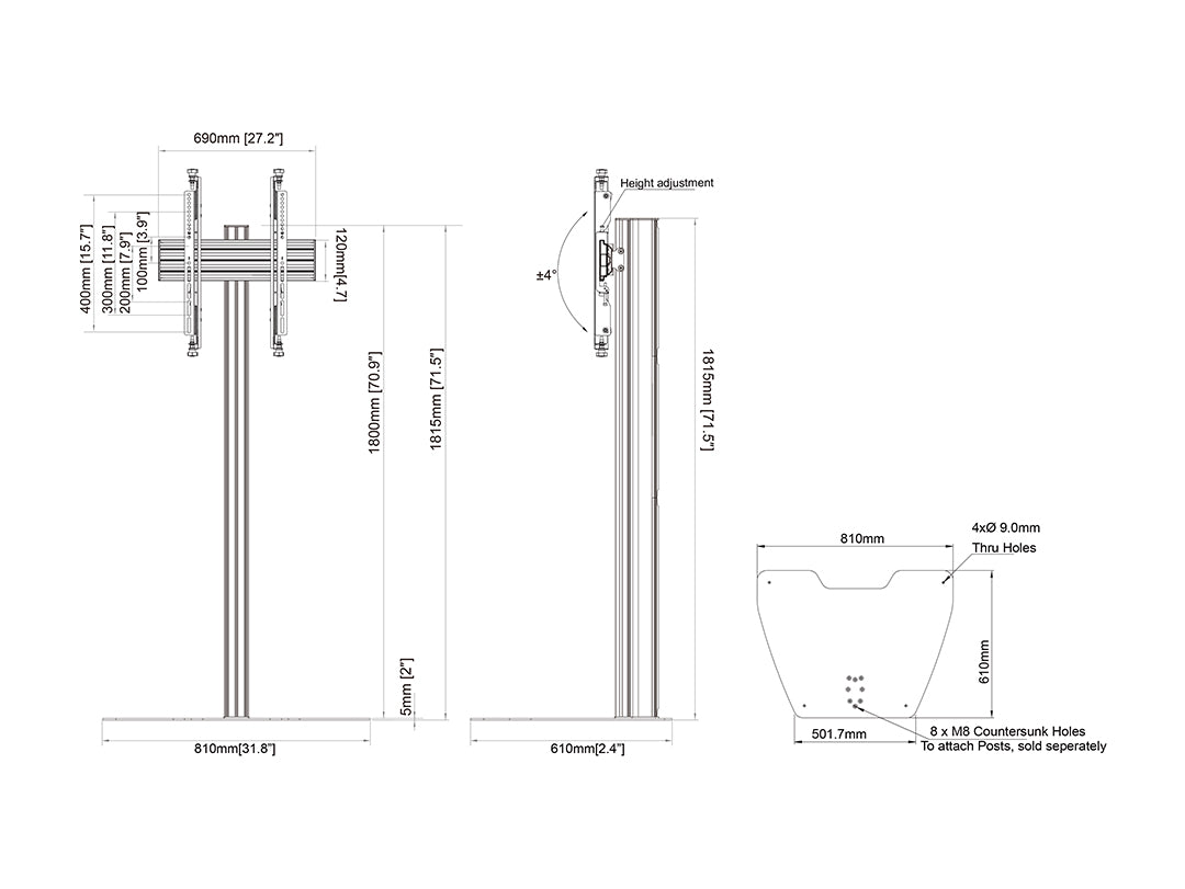Multibrackets M Column Pro 180 Digital Signage Floor Stand - VESA 600x400 | 7340234816767 Floor Stand Multibrackets