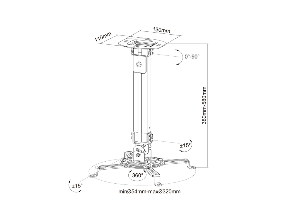 Multibrackets M Universal Projector Ceiling Mount I | 7350022730311 Projector Mount Multibrackets