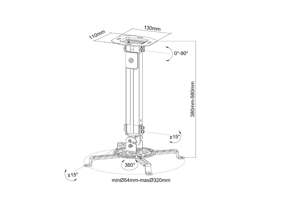 Multibrackets M Universal Projector Ceiling Mount I | 7350022730311 Multibrackets Projector Mount Multibrackets
