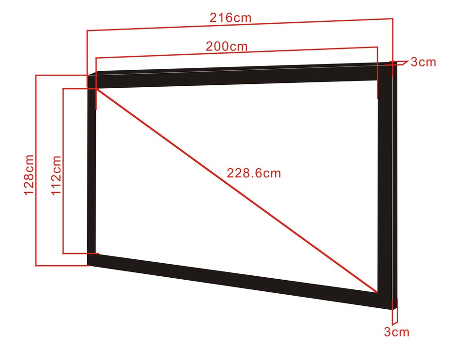 Multibrackets Framed Projection Screen Deluxe 90" 16:9 Matte White – Black Velvet Frame | 7350022730724