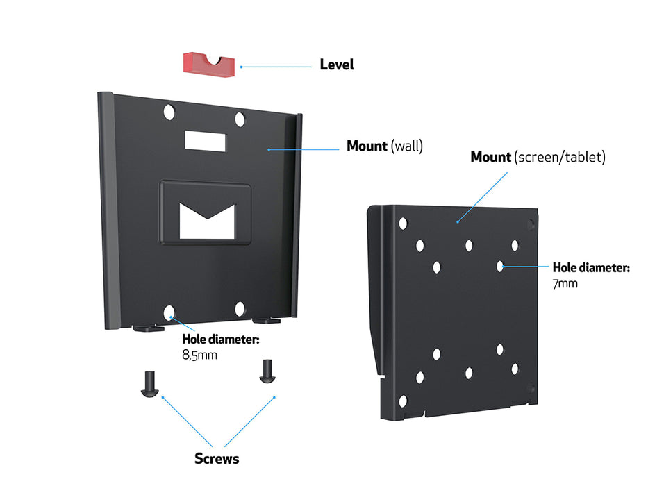 Multibrackets 9" - 32" M VESA Wallmount I Black 50x50 75x75 100x100 | 7350022732988 Wall Mount Bracket Multibrackets