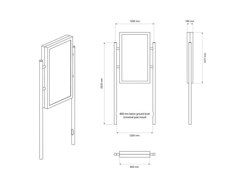 Multibrackets M Pro Series Enclosure – 65" Outdoor Portrait Totem (Weatherproof, Modular, Anti-Theft) Multibrackets Outdoor Wall Mount Brackets Multibrackets