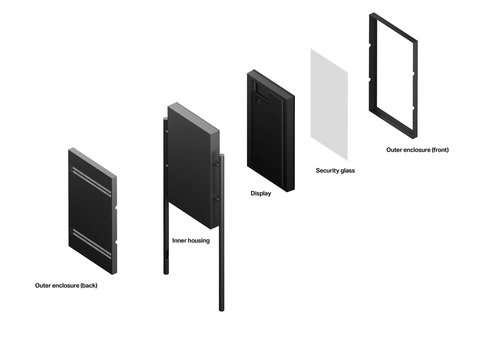 Multibrackets M Pro Series Enclosure – 65" Outdoor Portrait Totem (Weatherproof, Modular, Anti-Theft) Wall Mount Bracket Multibrackets