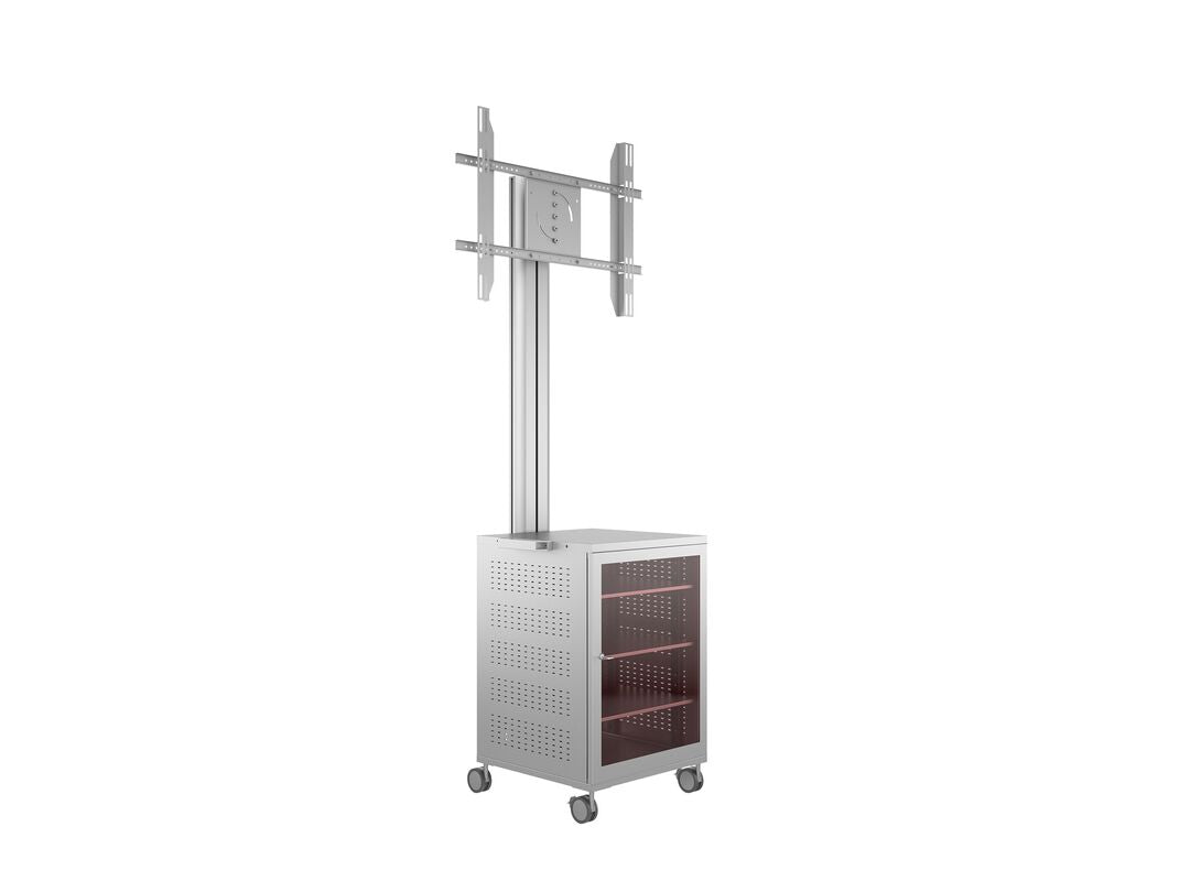 Multibrackets M 180 Single MediaBox4 Silver Mobile Floor Stand for 40"-75" Screens | 7350022737754 Floor Stand Multibrackets