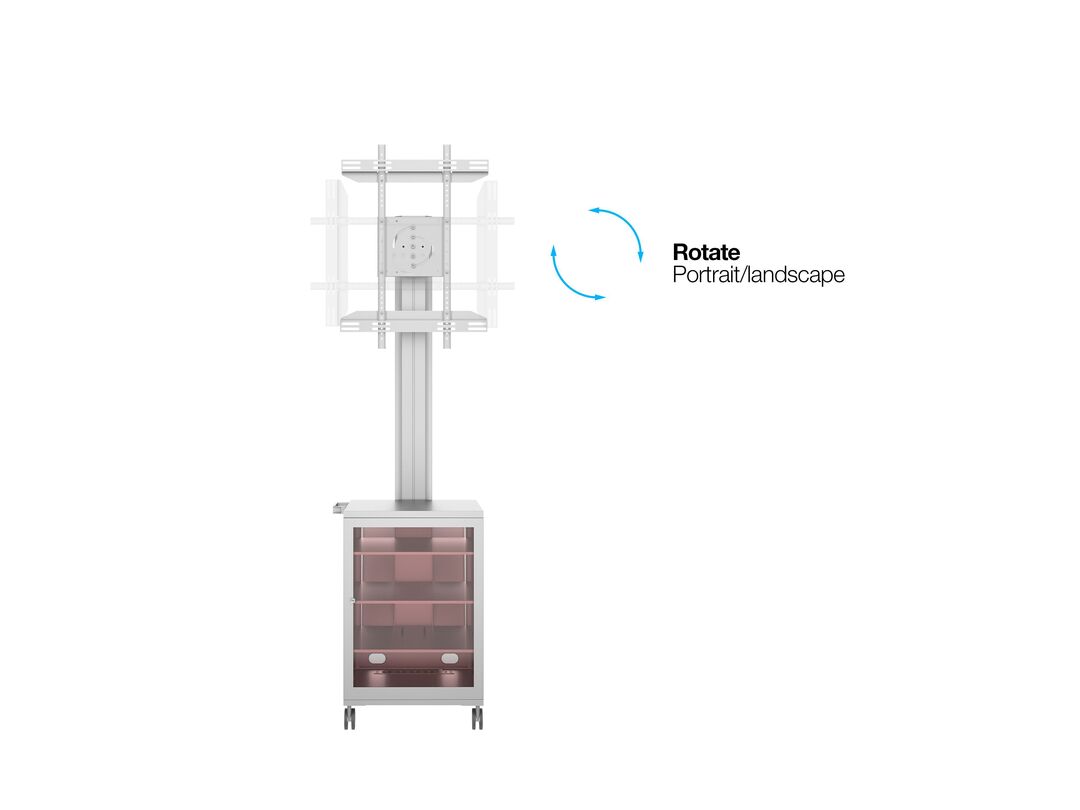 Multibrackets M 180 Single MediaBox4 Silver Mobile Floor Stand for 40"-75" Screens | 7350022737754 Floor Stand Multibrackets