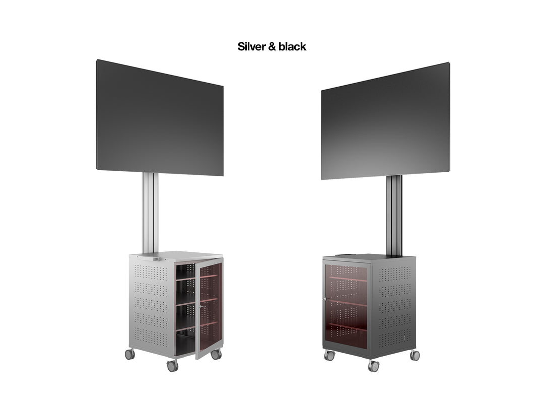 Multibrackets M 180 Single MediaBox4 Silver Mobile Floor Stand for 40"-75" Screens | 7350022737754 Floor Stand Multibrackets