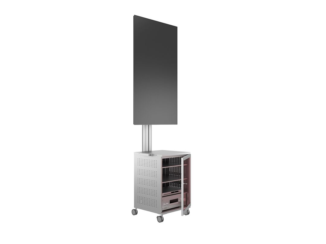 Multibrackets M 180 Single MediaBox4 Silver Mobile Floor Stand for 40"-75" Screens | 7350022737754 Floor Stand Multibrackets