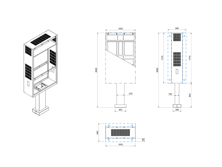 Multibrackets M Totem Pro Dual B2B OH75A – Dual 75" Outdoor Display Totem Multibrackets Outdoor Wall Mount Brackets Multibrackets