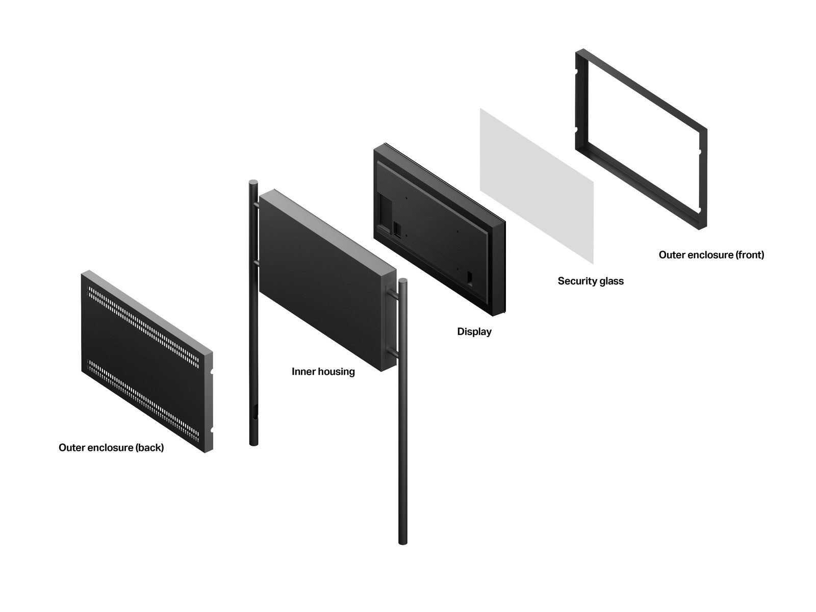 Multibrackets M Pro Series Enclosure – 65" Outdoor Landscape Totem (Weatherproof, Modular, Anti-Theft) Wall Mount Bracket Multibrackets