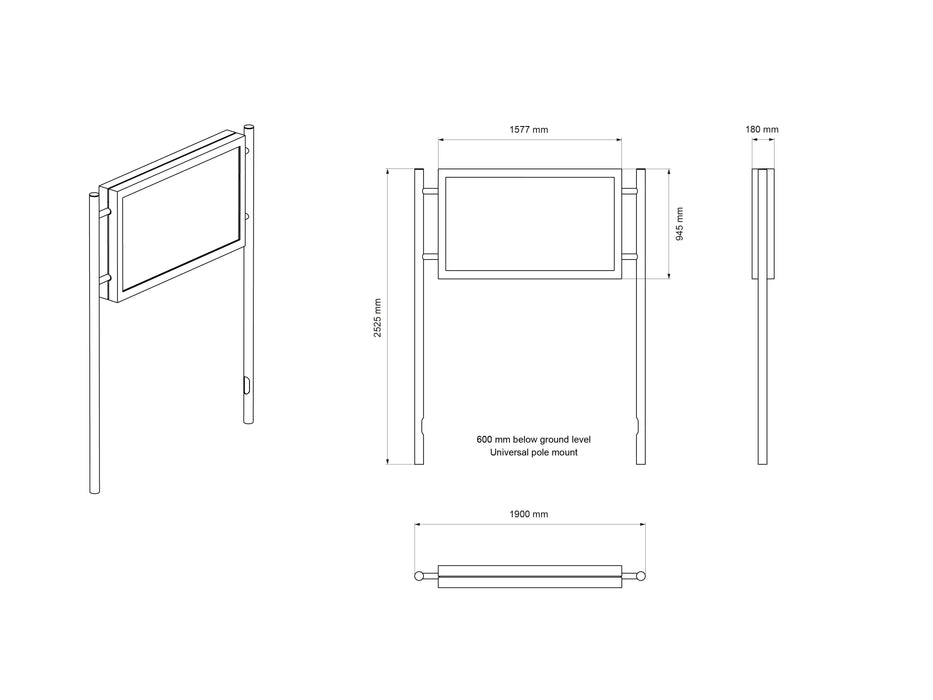 Multibrackets M Pro Series Enclosure – 65" Outdoor Landscape Totem (Weatherproof, Modular, Anti-Theft) Multibrackets Outdoor Wall Mount Brackets Multibrackets