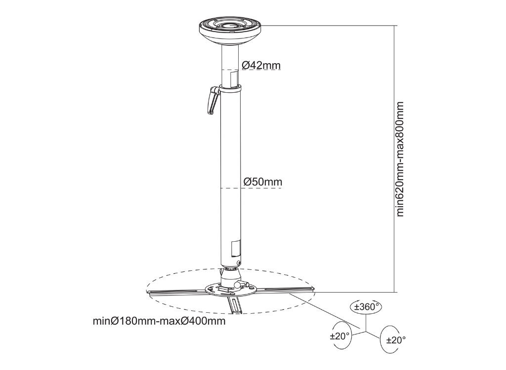 Multibrackets M Projector Mount HD 620-800mm White | 7350073735228 Projector Mount Multibrackets