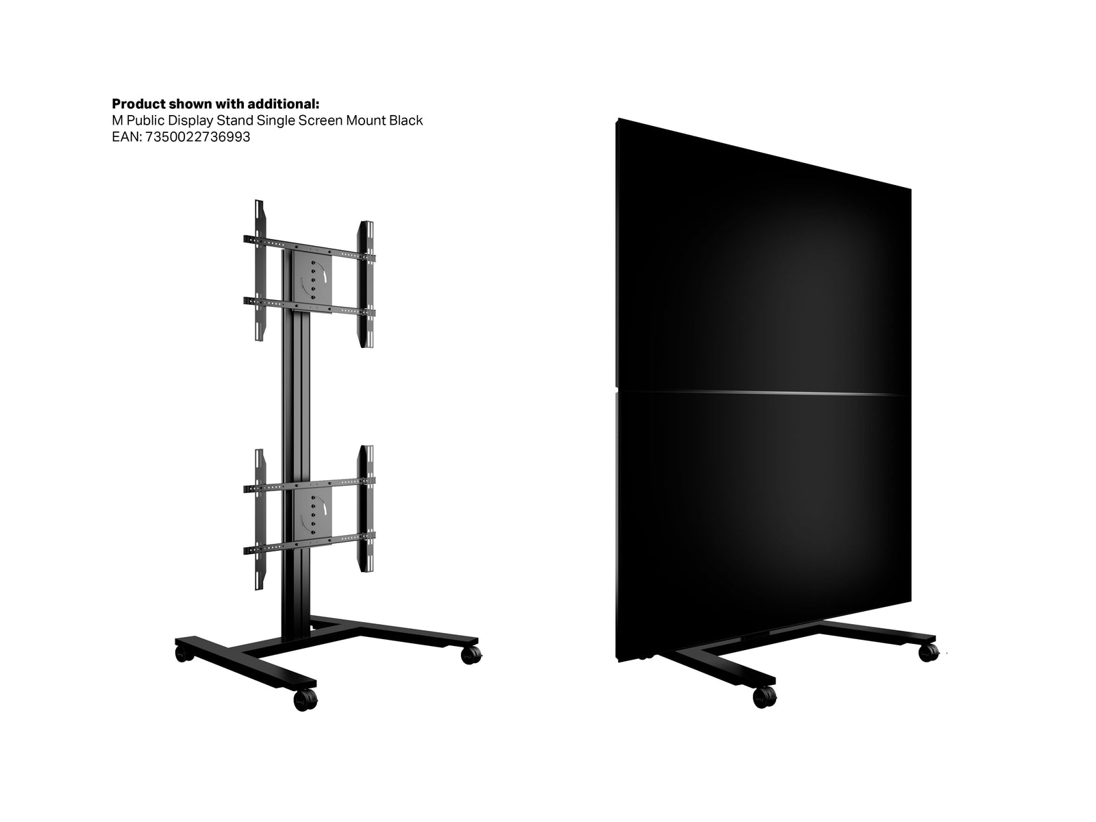 Multibrackets M 180 HD Single Black Mobile Floor Stand for 55"-80" Screens | 7350073735310 Floor Stand Multibrackets