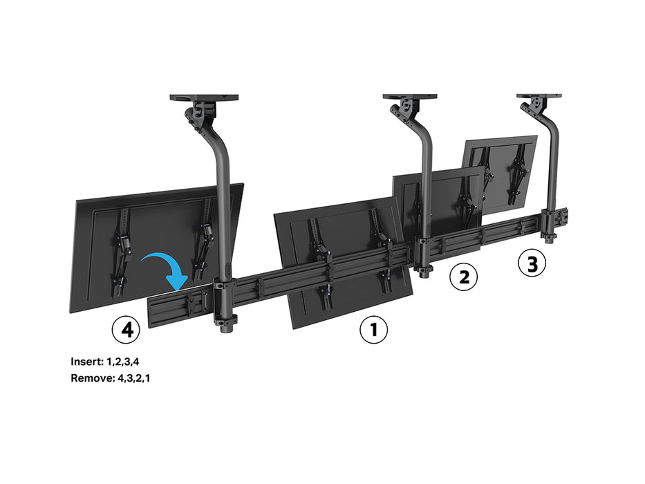 Multibrackets 0.8m Fixed 40"-65" Pro Series Menu Board Ceiling Mount For 4 Screens Menu Board Mounting Systems Multibrackets
