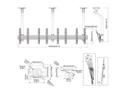 Multibrackets 0.8m Fixed 40"-65" Pro Series Menu Board Ceiling Mount For 4 Screens Ceiling Mount Bracket Multibrackets