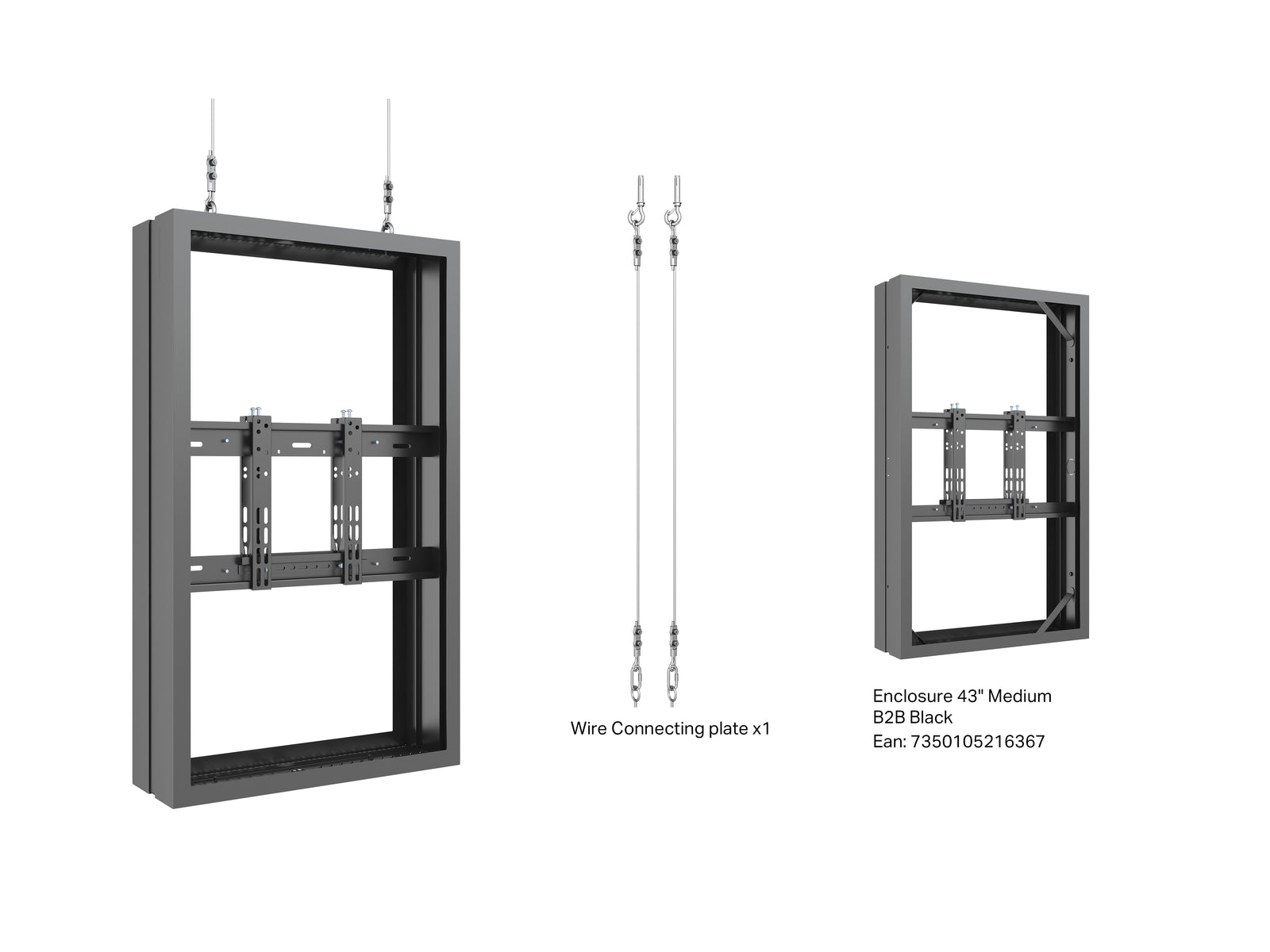 Multibrackets M Pro 43" Wire Medium B2B Display Enclosure Black | 7350105216374 Signage Display Enclosures Multibrackets