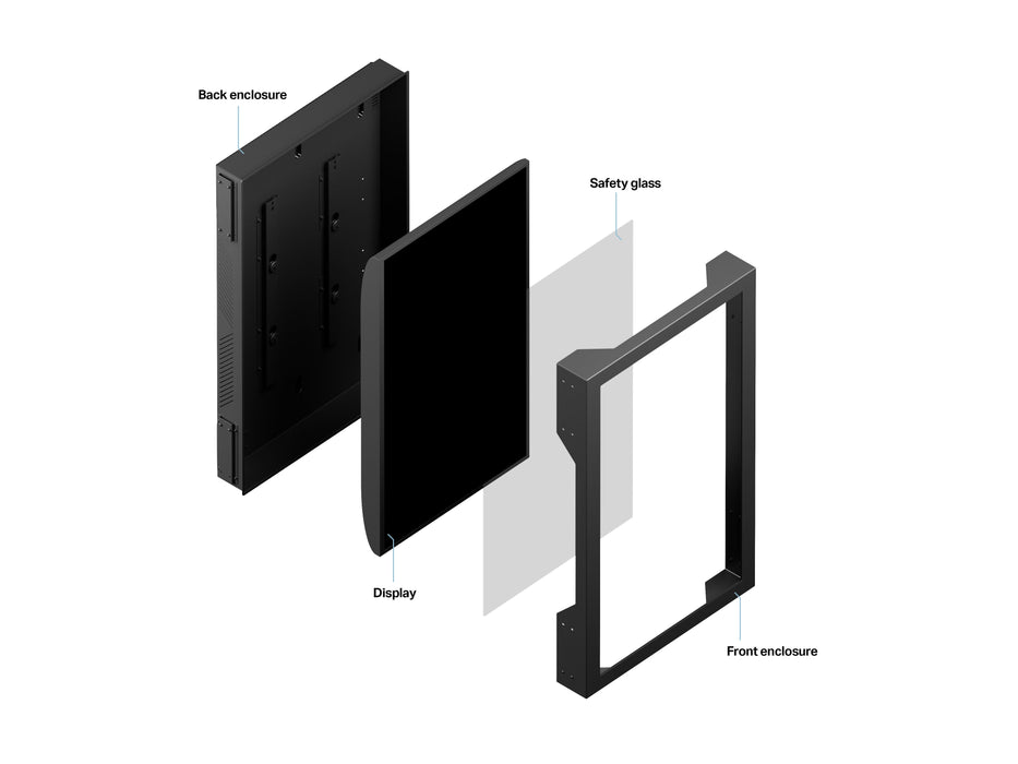 Multibrackets M Pro Series Enclosure – 55" Outdoor Wall Mount Portrait (Weatherproof, Anti-Theft, Modular) Multibrackets Outdoor Wall Mount Brackets Multibrackets
