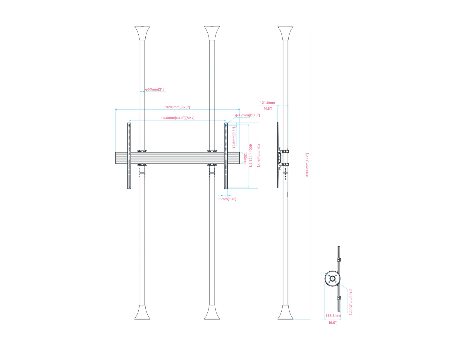 Multibrackets MBFC1UX1 M Pro Floor to Ceiling Mount For 85"-110" Screens | 7350105217388