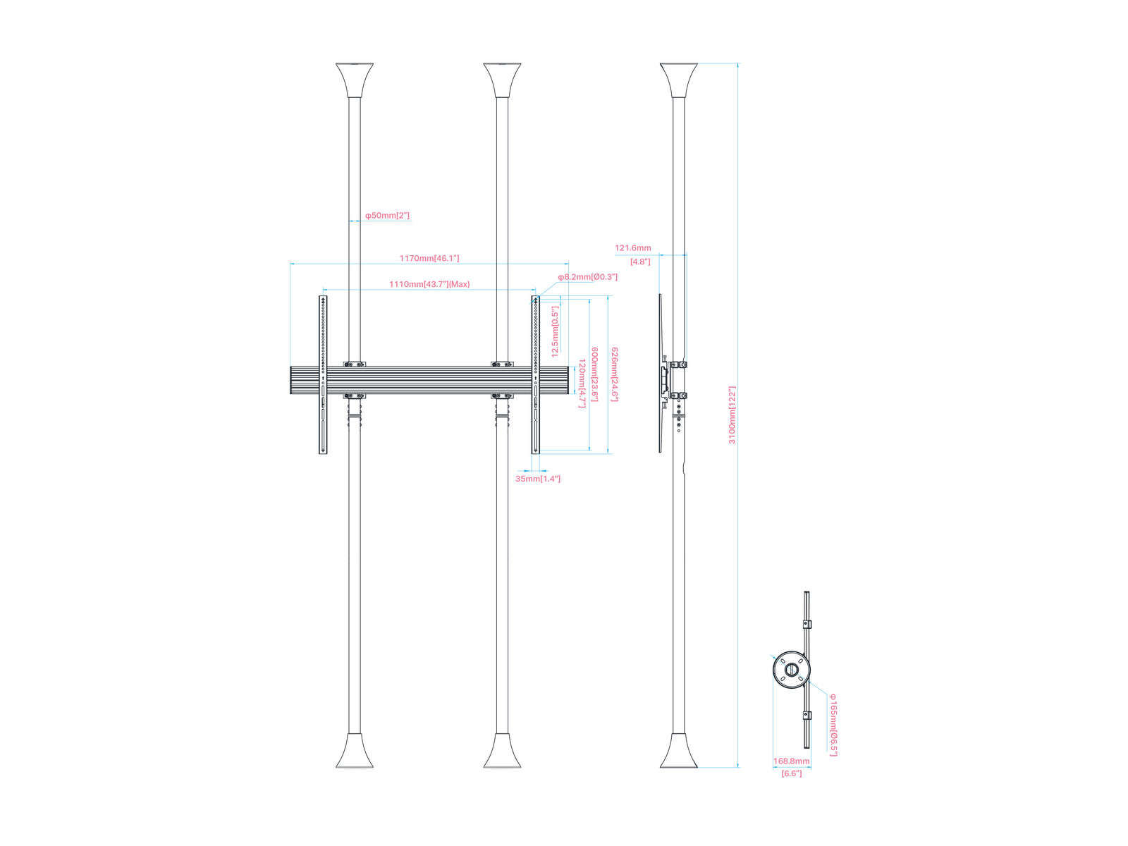 Multibrackets MBFC1UX1 M Pro Floor to Ceiling Mount For 55"-85" Screens | 7350105217395