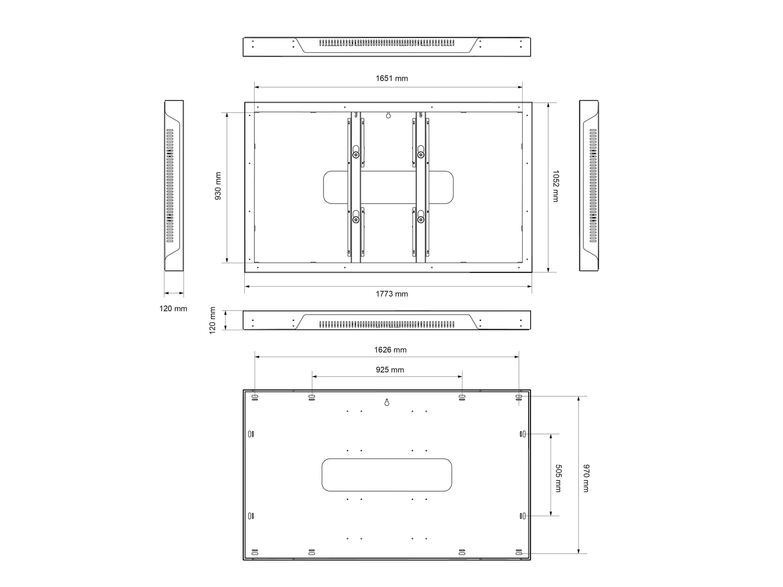 Multibrackets M Pro 75" Indoor Wall Landscape Digital Signage Enclosure – Black | 7350105218095 Signage Display Enclosures Multibrackets