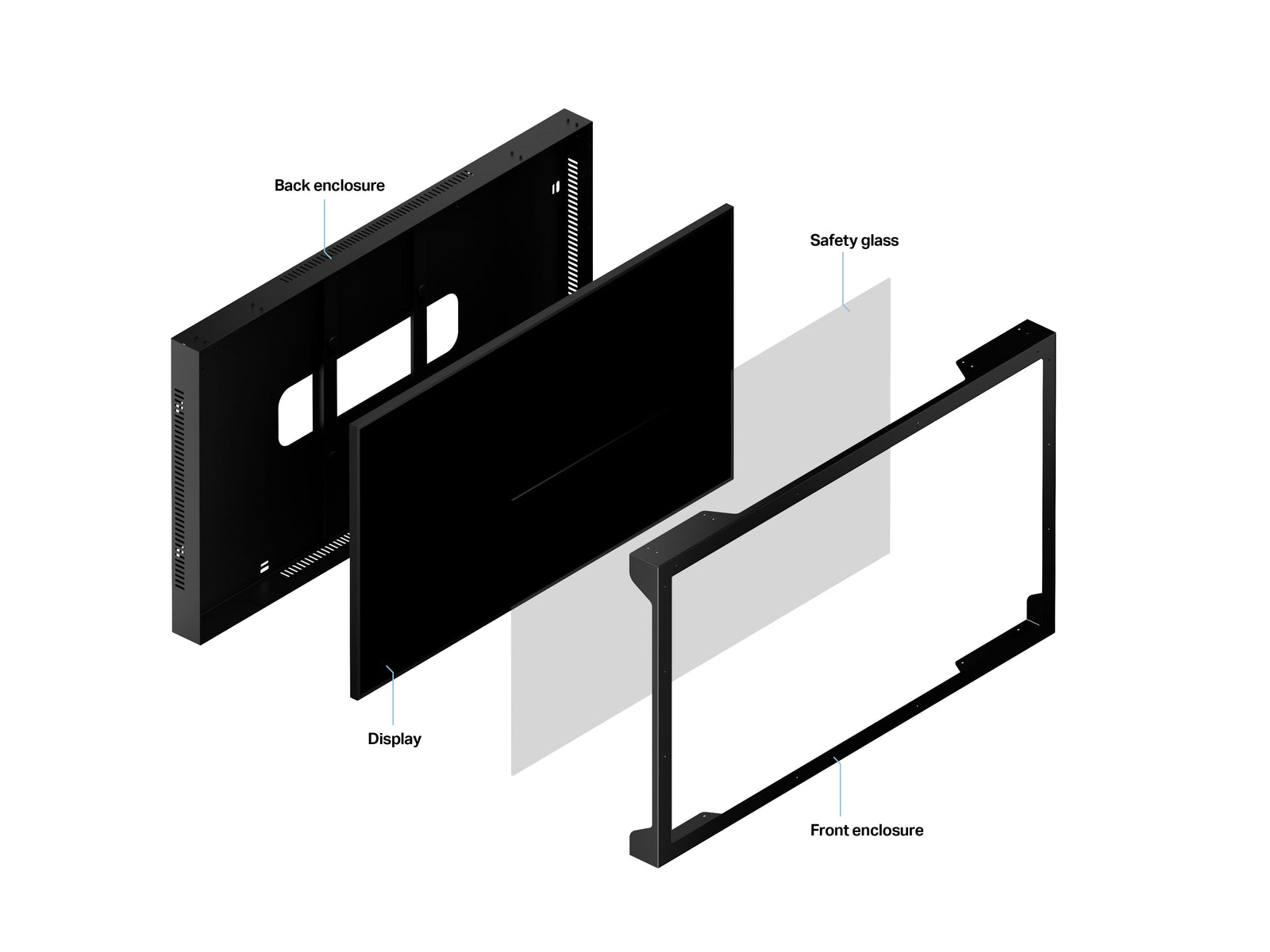 Multibrackets M Pro 75" Indoor Wall Landscape Digital Signage Enclosure – Black | 7350105218095 Signage Display Enclosures Multibrackets