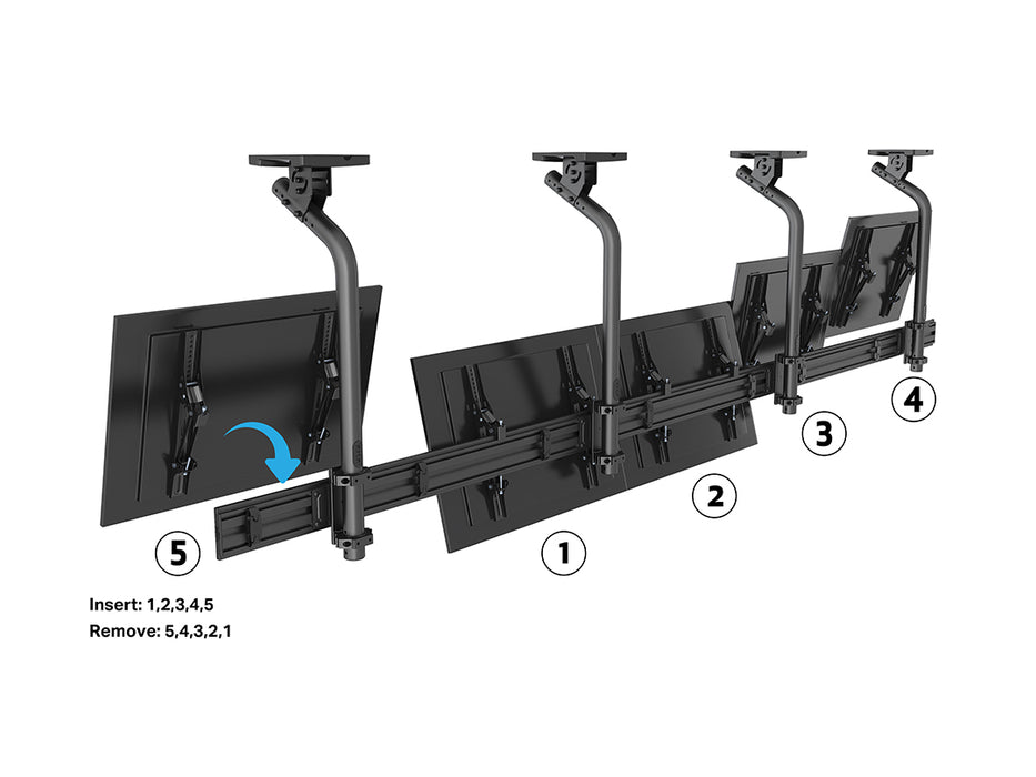 Multibrackets 0.8m Tilt 40"-65" Pro Series Menu Board Ceiling Mount For 5 Screens | MBC5X1UGC Menu Board Mounting Systems Multibrackets