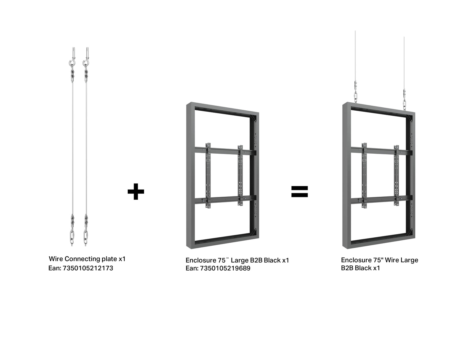 Multibrackets M Pro 75" Large B2B Digital Signage Display Enclosure – Black | 7350105219689 Signage Display Enclosures Multibrackets