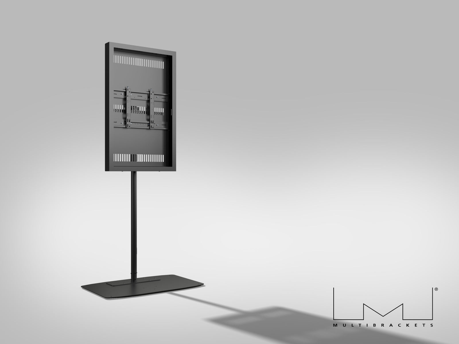 Multibrackets M Pro Series 43" Single Pole Floorbase Digital Signage Enclosure – Black | 7350105219764 Signage Display Enclosures Multibrackets