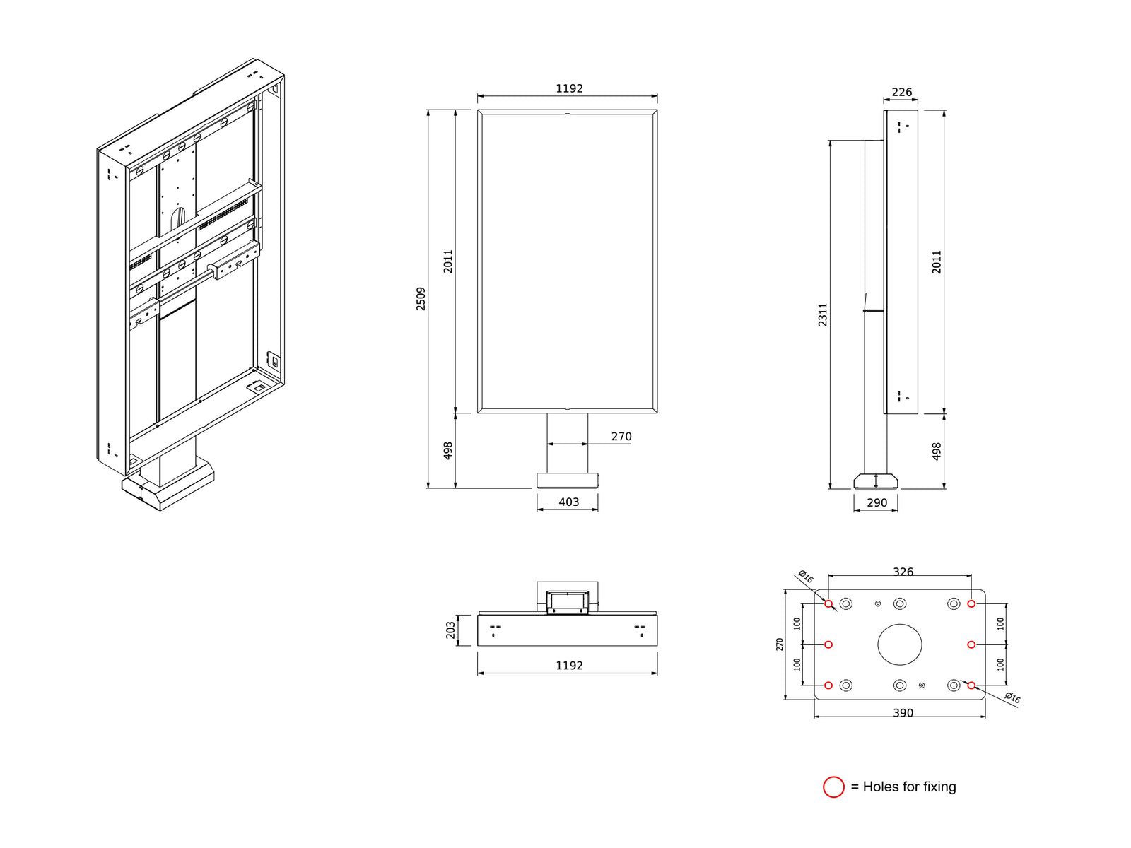 Multibrackets M Totem Pro OH85 – For 85" Outdoor Display Wall Mount Bracket Multibrackets