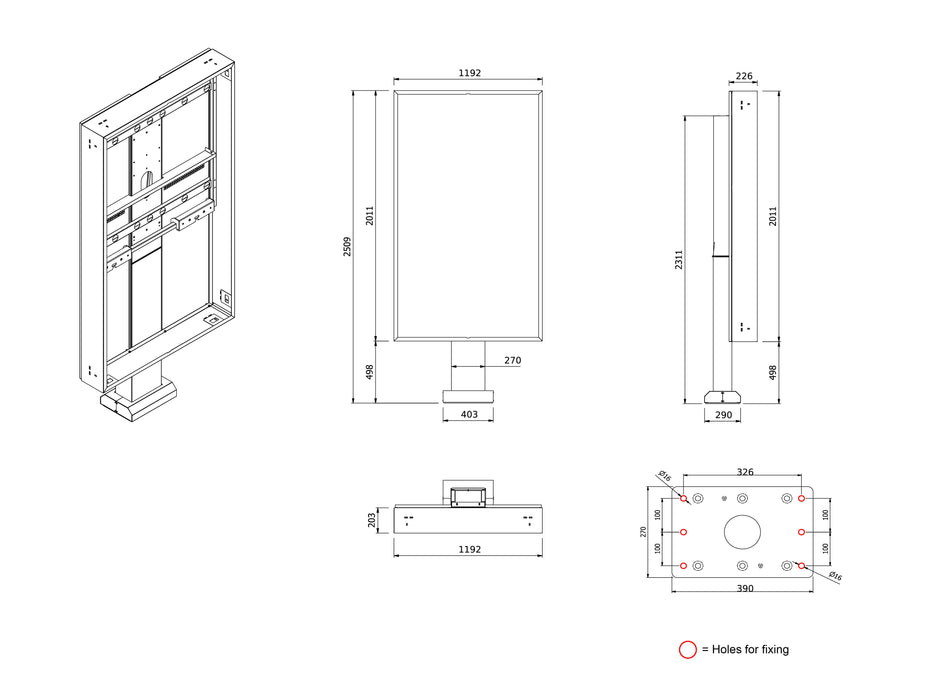 Multibrackets M Totem Pro OH85 – For 85" Outdoor Display Multibrackets Outdoor Wall Mount Brackets Multibrackets