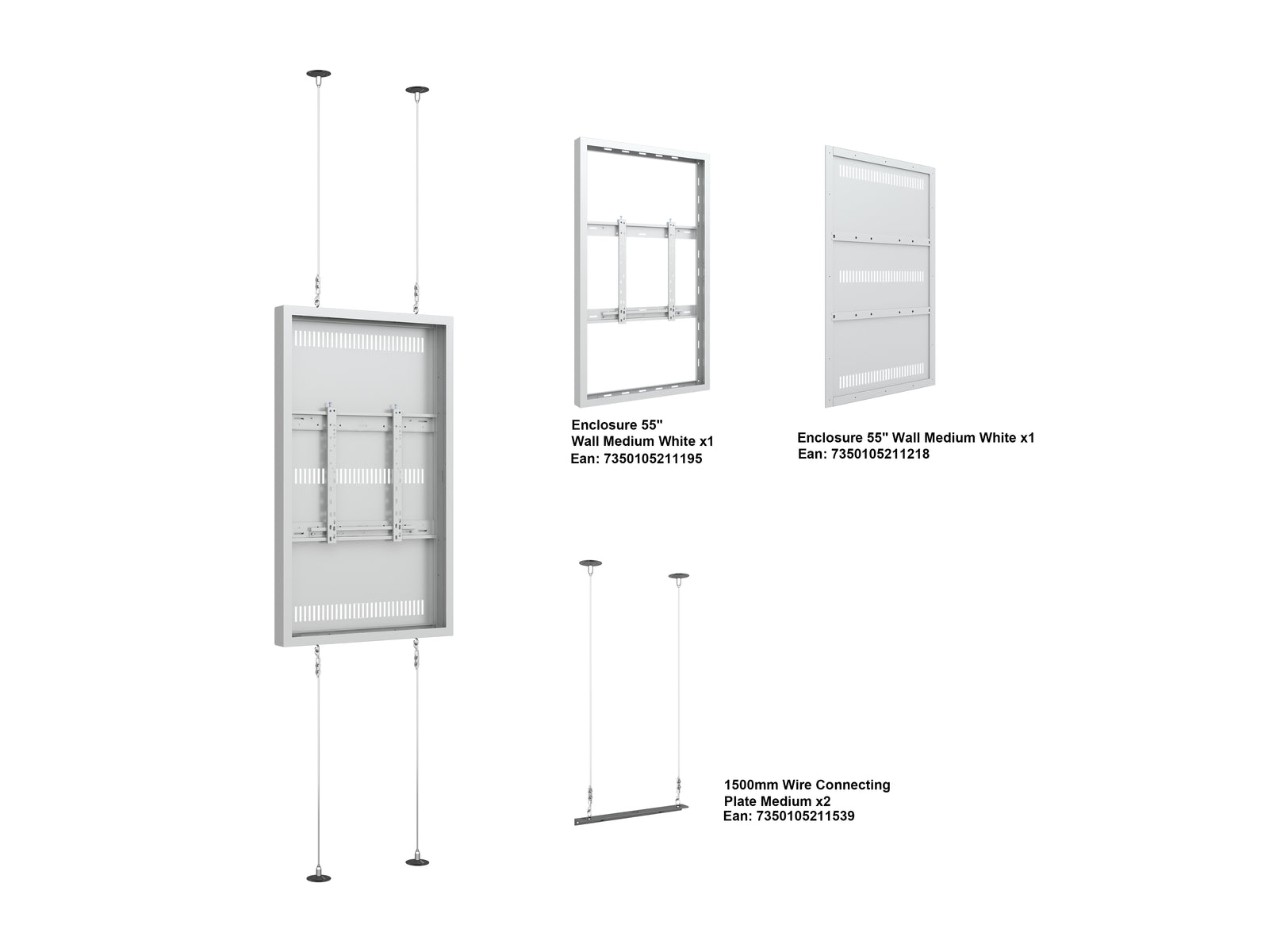 Multibrackets M Pro Series Enclosure 55" Wire F2C Medium White Signage Display Enclosures Multibrackets