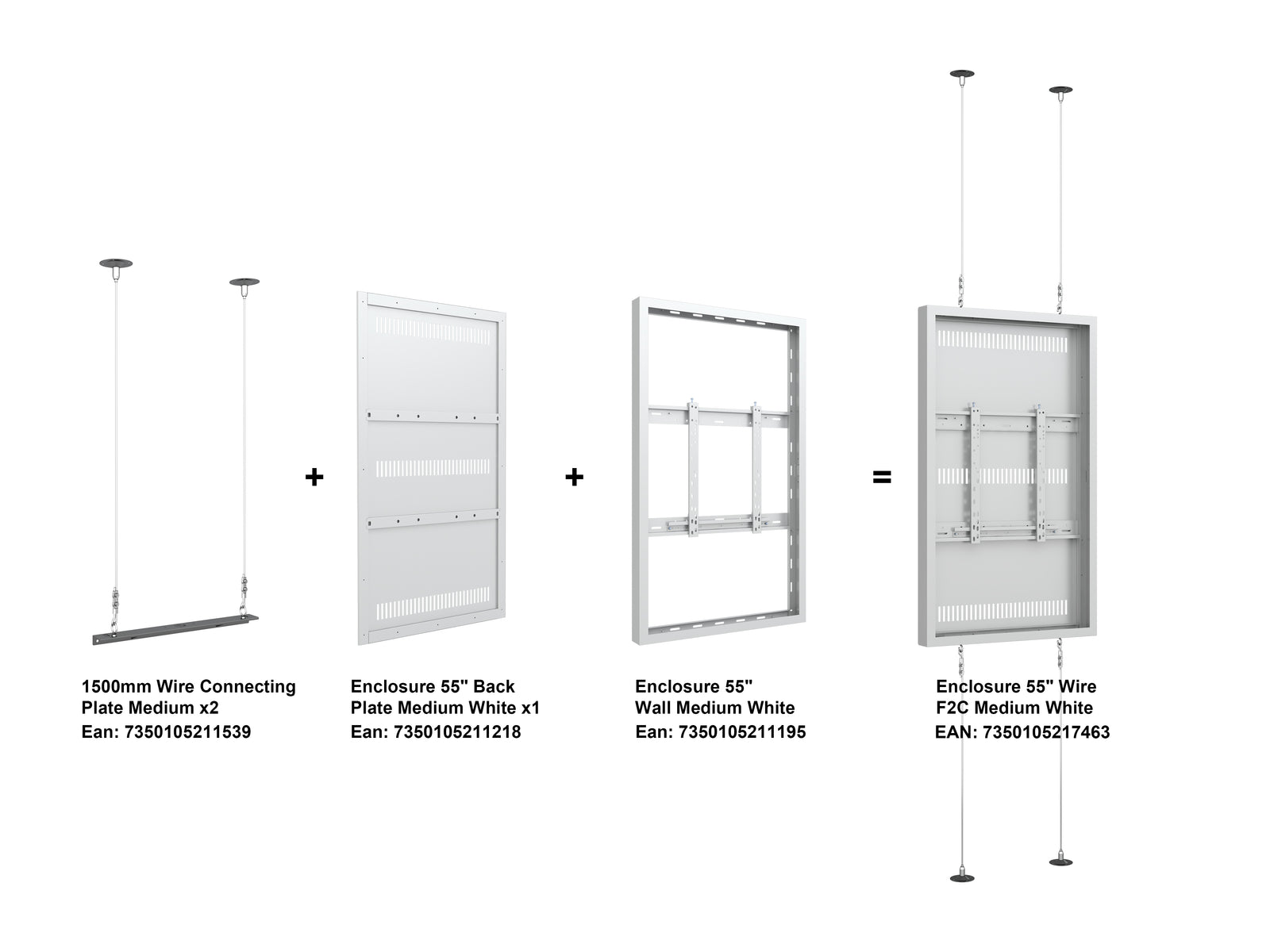 Multibrackets M Pro Series Enclosure 55" Wire F2C Medium White Signage Display Enclosures Multibrackets