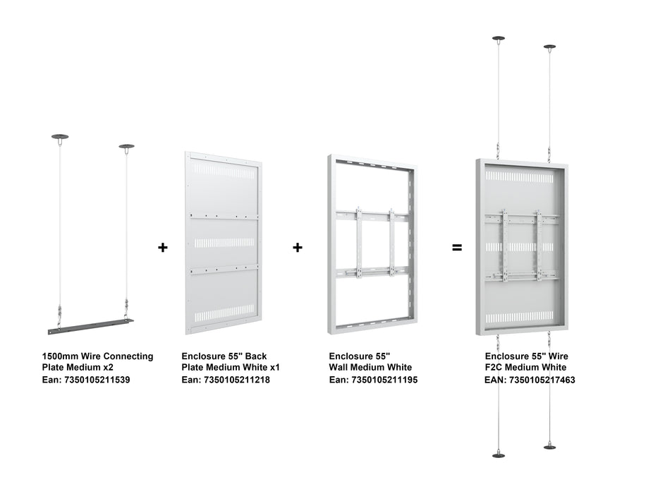 Multibrackets M Pro Series Enclosure 55" Wire F2C Medium White Signage Display Enclosures Multibrackets