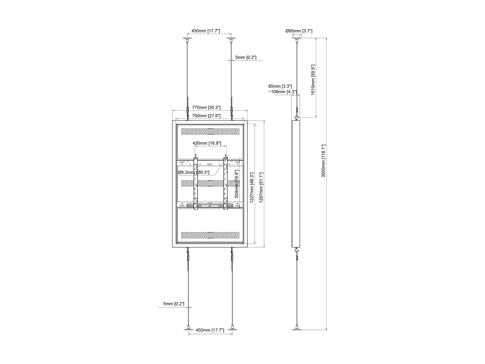Multibrackets M Pro Series Enclosure 55" Wire F2C Medium White Signage Display Enclosures Multibrackets
