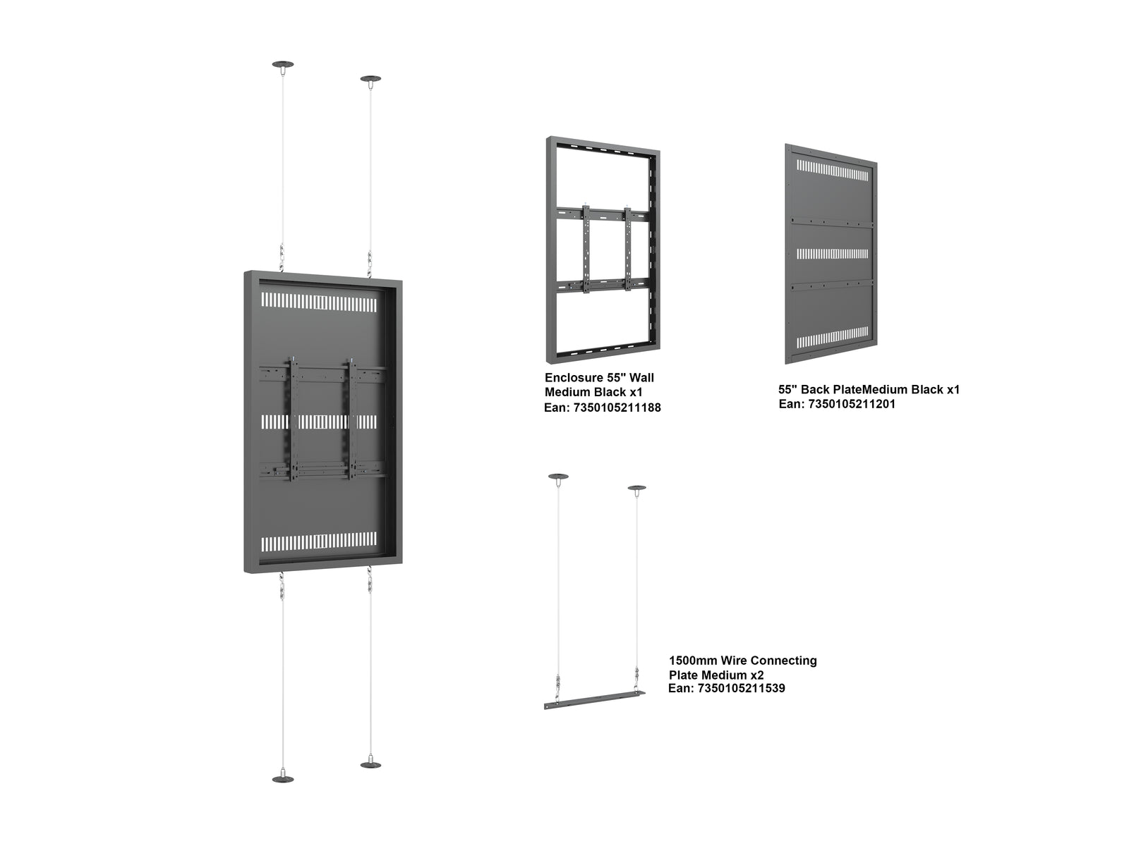 Multibrackets M Pro Series Enclosure 55" Wire F2C Medium Black Signage Display Enclosures Multibrackets