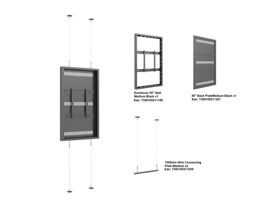 Multibrackets M Pro Series Enclosure 55" Wire F2C Medium Black Signage Display Enclosures Multibrackets