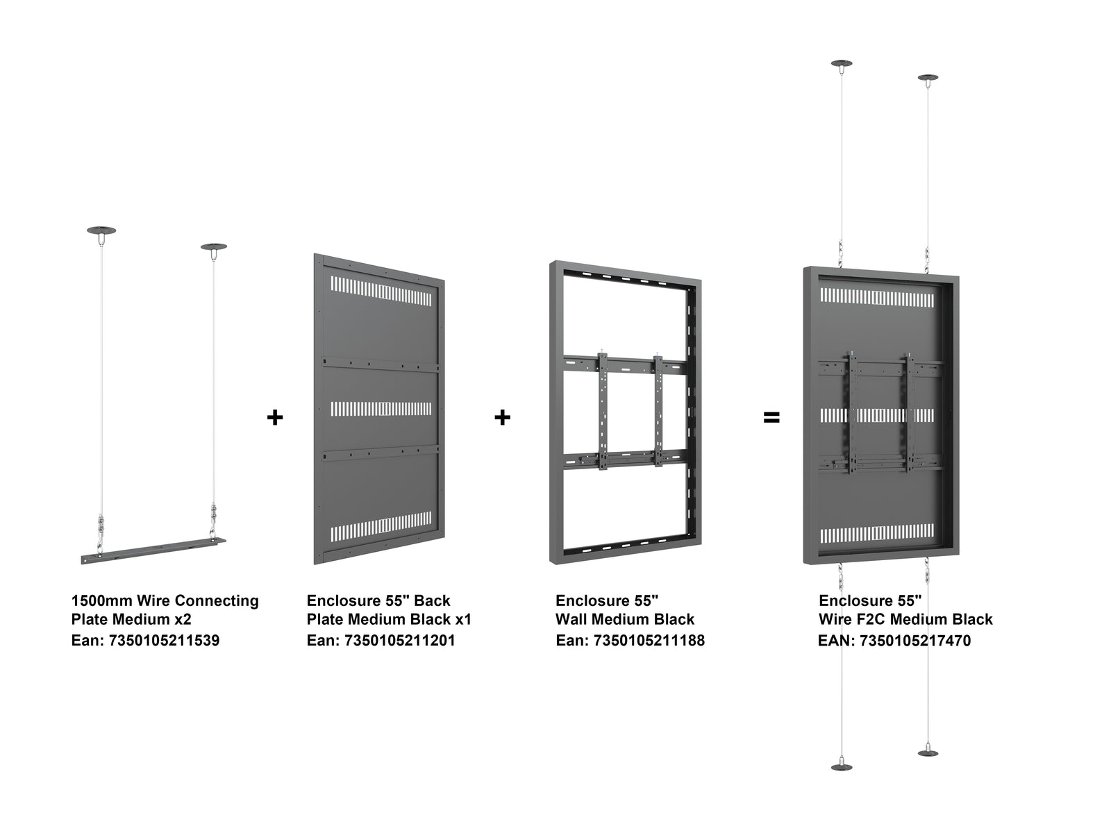Multibrackets M Pro Series Enclosure 55" Wire F2C Medium Black Signage Display Enclosures Multibrackets