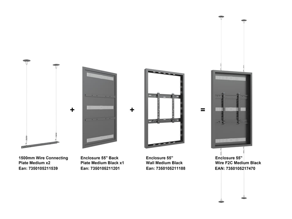 Multibrackets M Pro Series Enclosure 55" Wire F2C Medium Black Signage Display Enclosures Multibrackets
