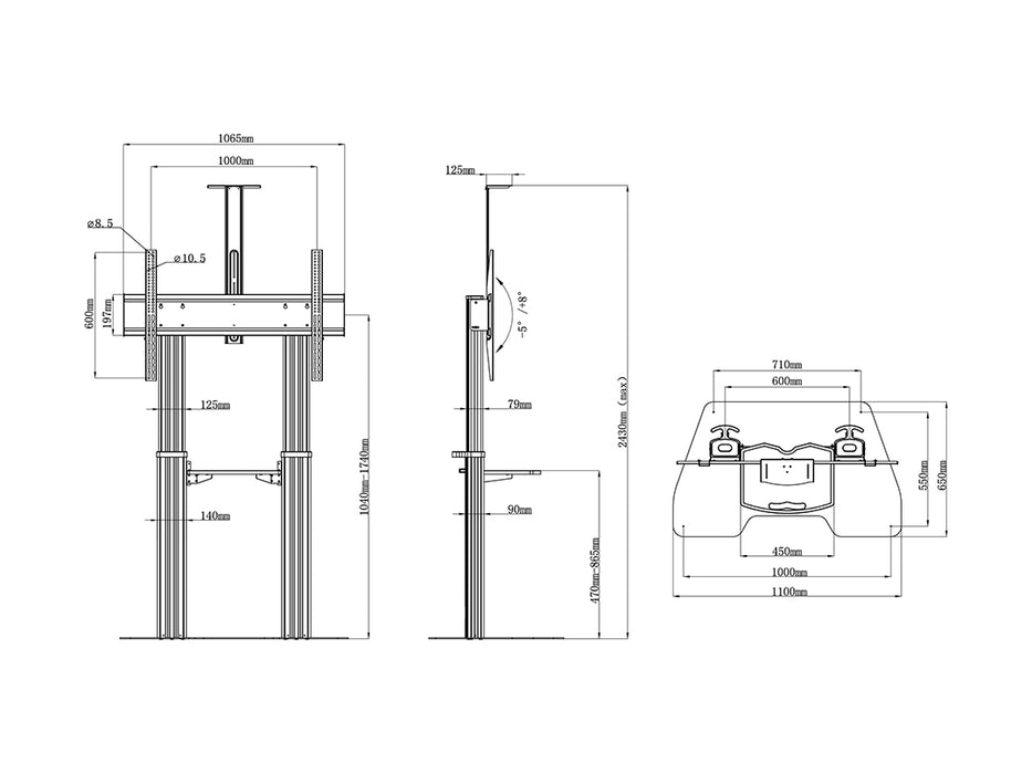 Multibrackets M Public Floorbase Dual Pillar 180 HD | For 60" - 100" Screens