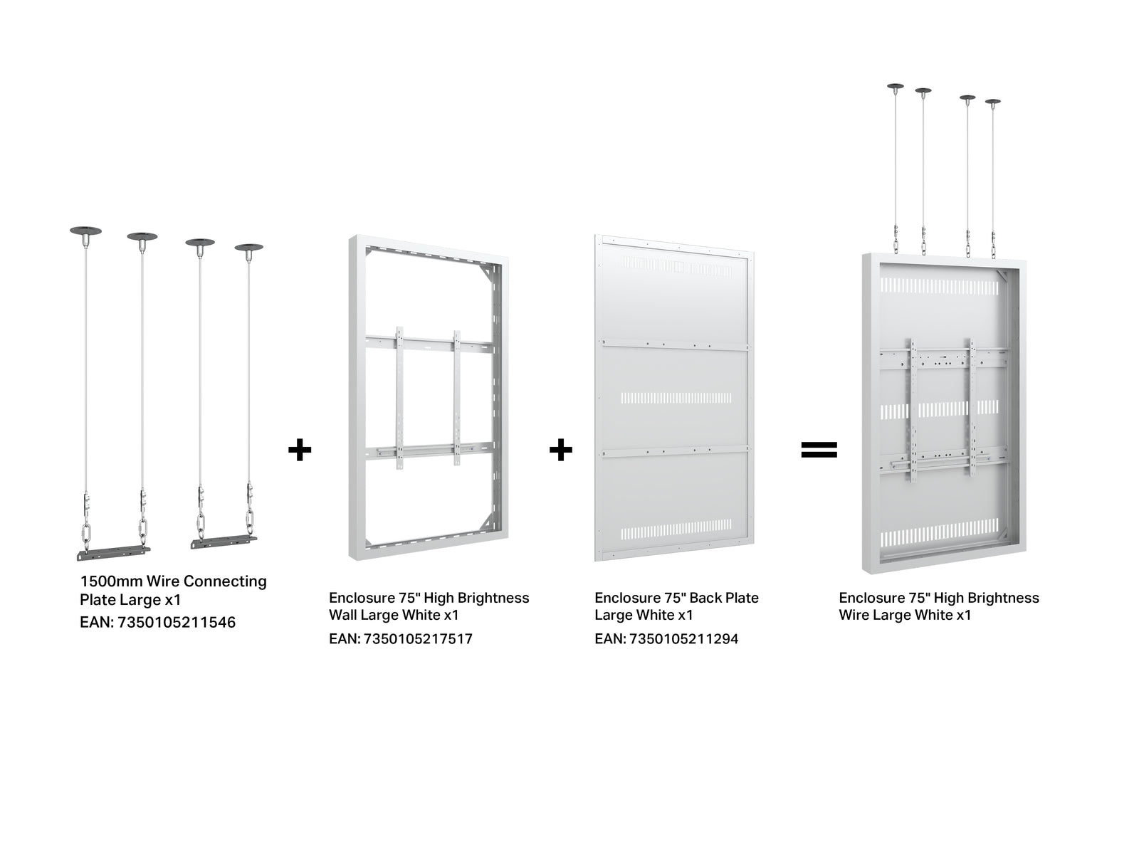 Multibrackets M Pro Series Enclosure 75" High Brightness Wall Large White Signage Display Enclosures Multibrackets