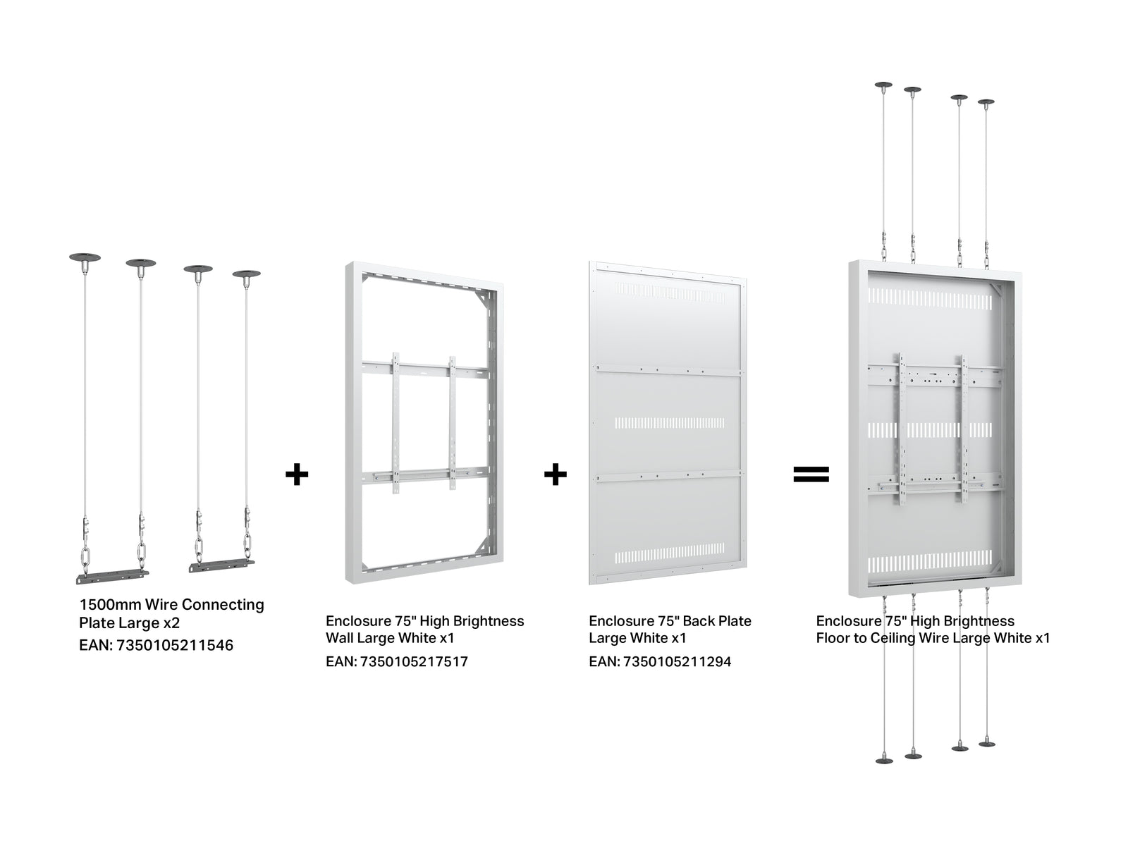 Multibrackets M Pro Series Enclosure 75" High Brightness Wall Large White Signage Display Enclosures Multibrackets