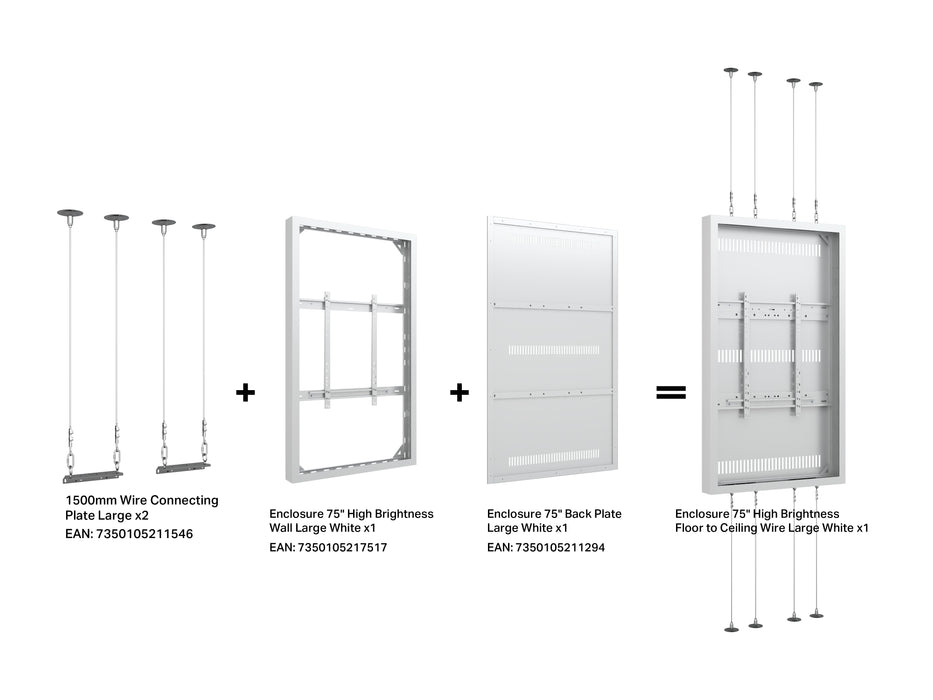 Multibrackets M Pro Series Enclosure 75" High Brightness Wall Large White Signage Display Enclosures Multibrackets
