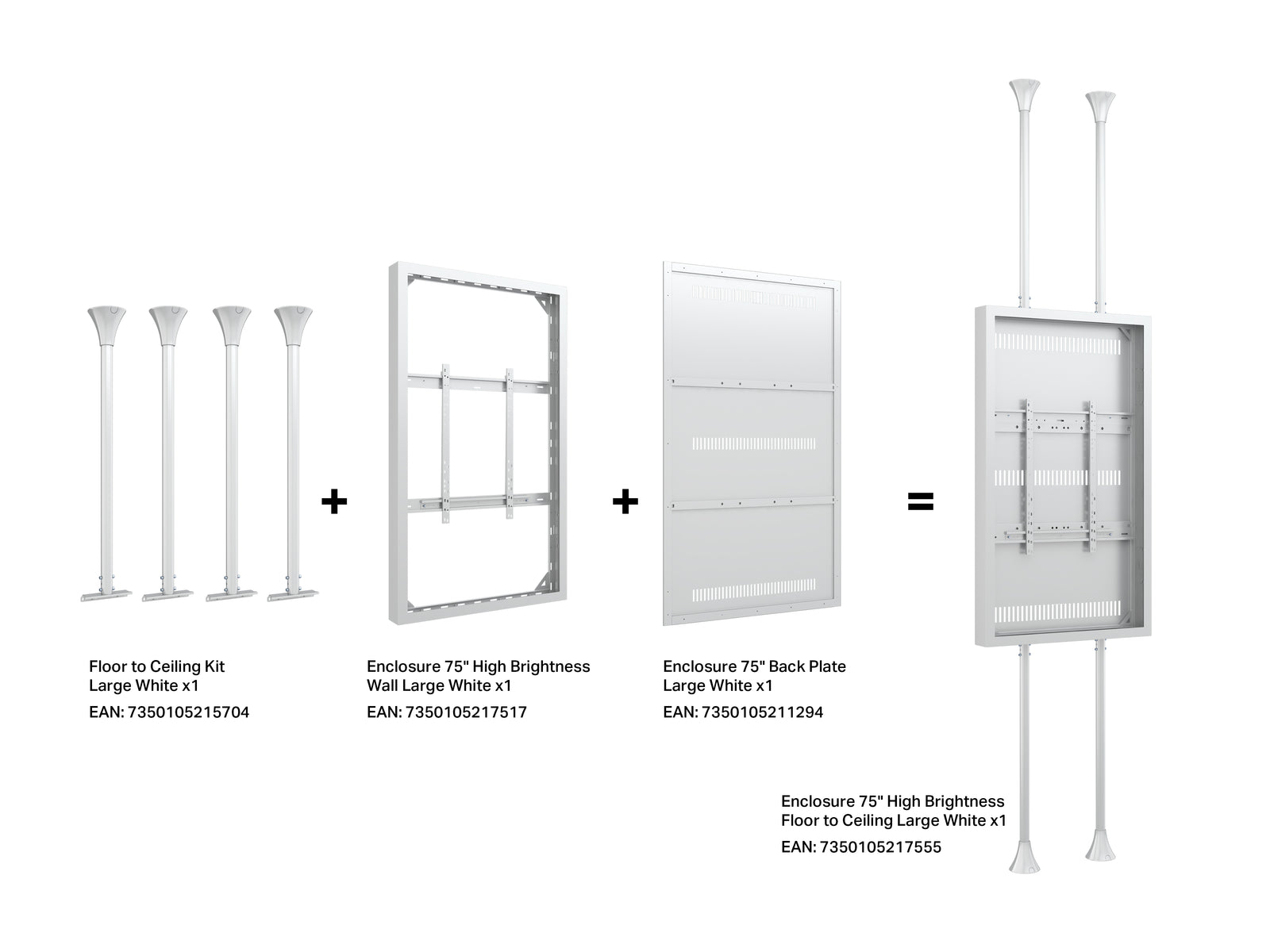 Multibrackets M Pro Series Enclosure 75" High Brightness Wall Large White Signage Display Enclosures Multibrackets