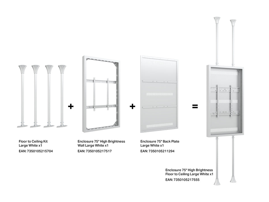 Multibrackets M Pro Series Enclosure 75" High Brightness Wall Large White Signage Display Enclosures Multibrackets