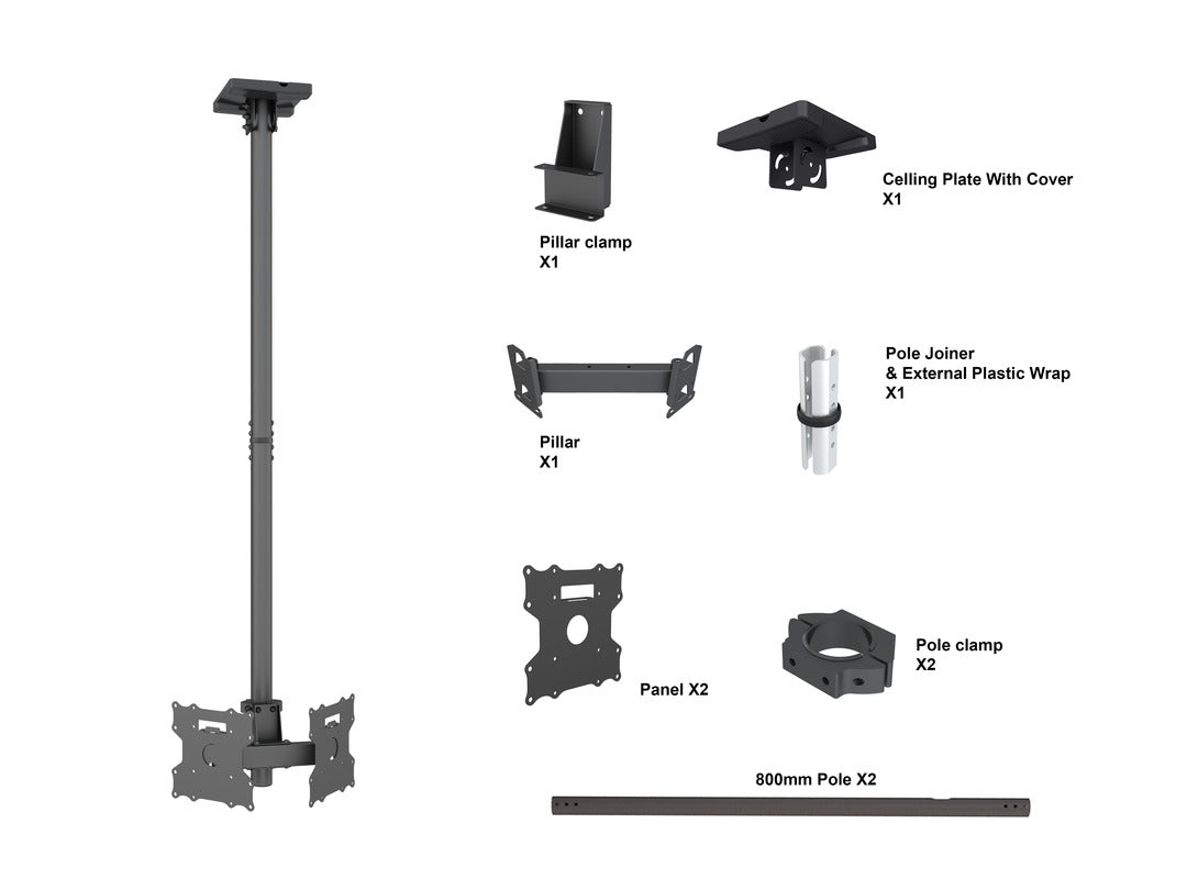 Multibrackets 17" - 32" 32BDL-4050D 0.8m Display Ceiling Mount Pro For 2 Screens Ceiling Mount Bracket Multibrackets