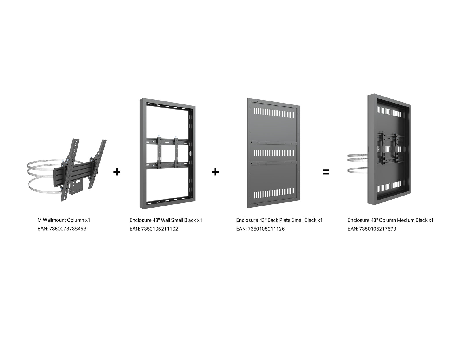 Multibrackets M Pro Series Enclosure 43" Column Medium Black Signage Display Enclosures Multibrackets