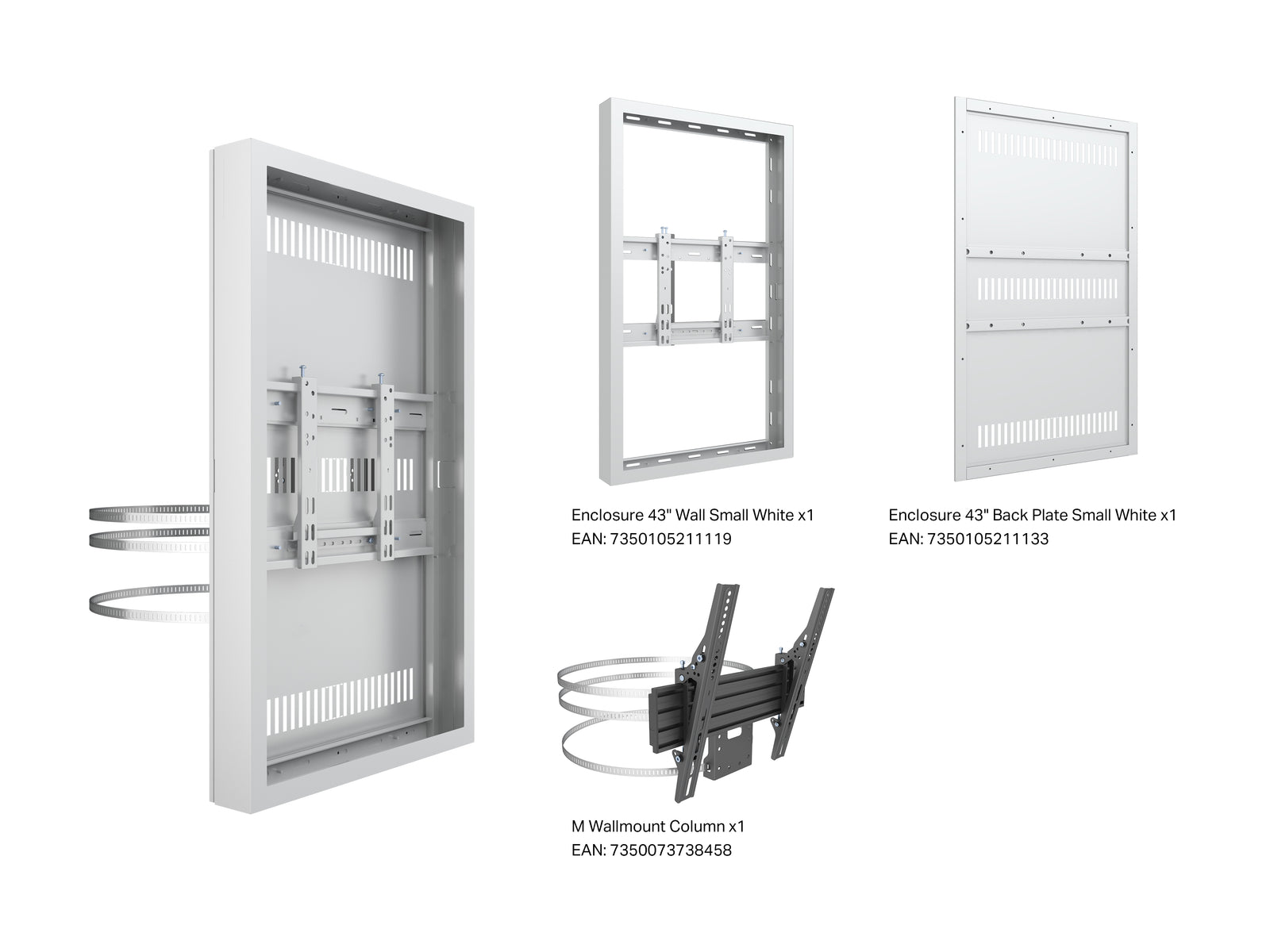 Multibrackets M Pro Series Enclosure 43" Column Medium White Signage Display Enclosures Multibrackets