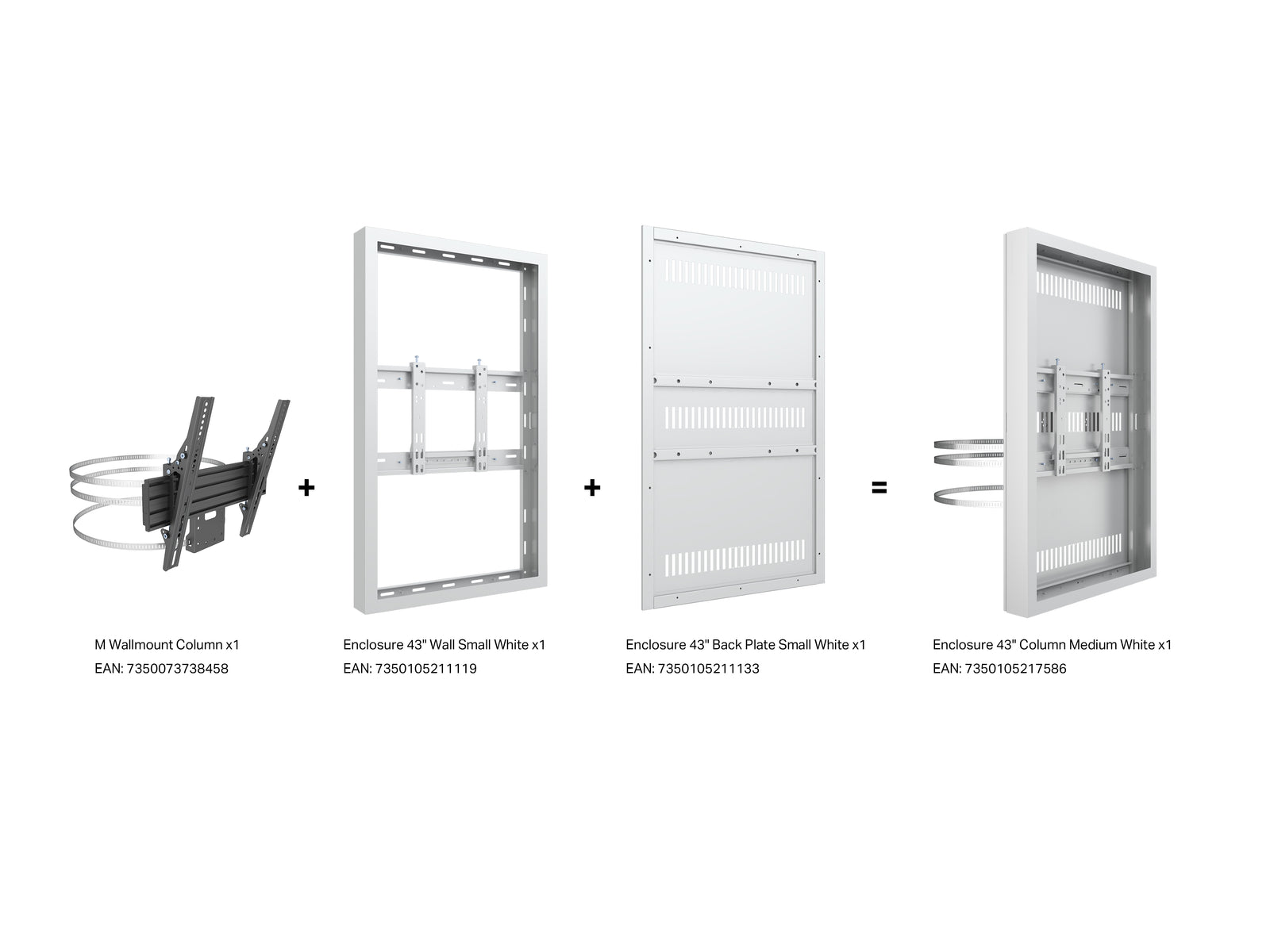 Multibrackets M Pro Series Enclosure 43" Column Medium White Signage Display Enclosures Multibrackets