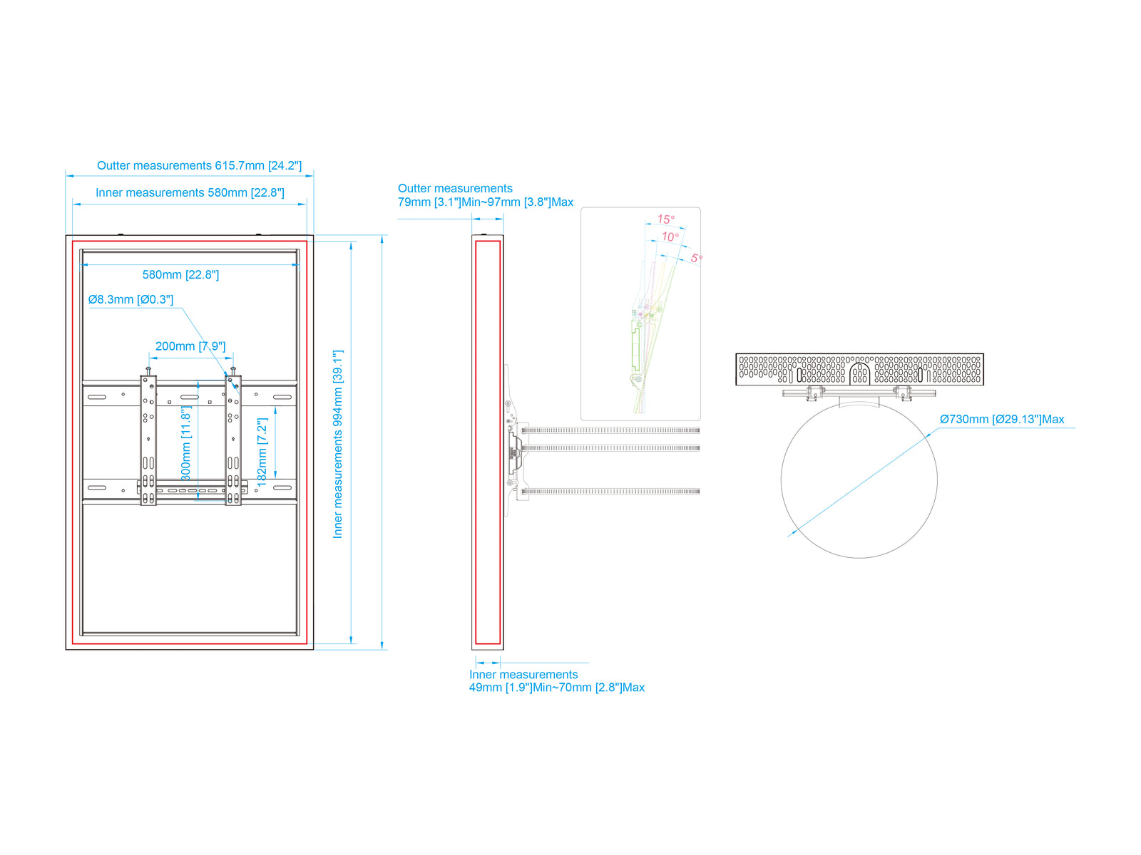 Multibrackets M Pro Series Enclosure 43" Column Medium White Signage Display Enclosures Multibrackets